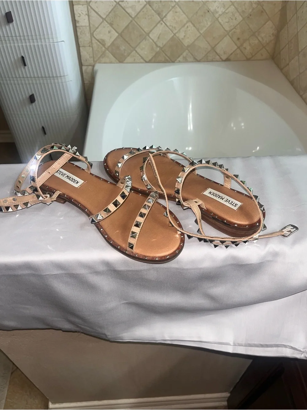 Steve Madden Rose Gold Studded Strappy Sandals